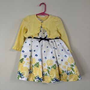 Nannette 2pc. baby dress. Dress and cardigan Yellow Flowers. size 2T